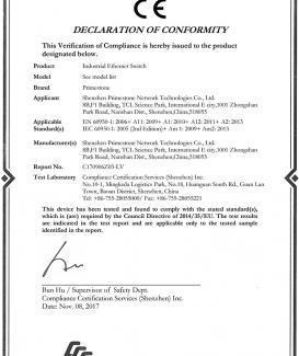 LVD Certificate of IS6000 industrial switch